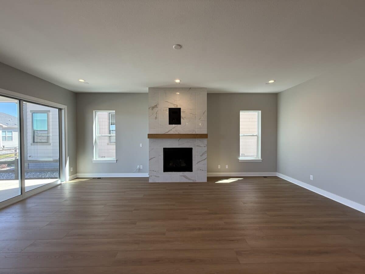 Freshly painted living room with fireplace in Colorado